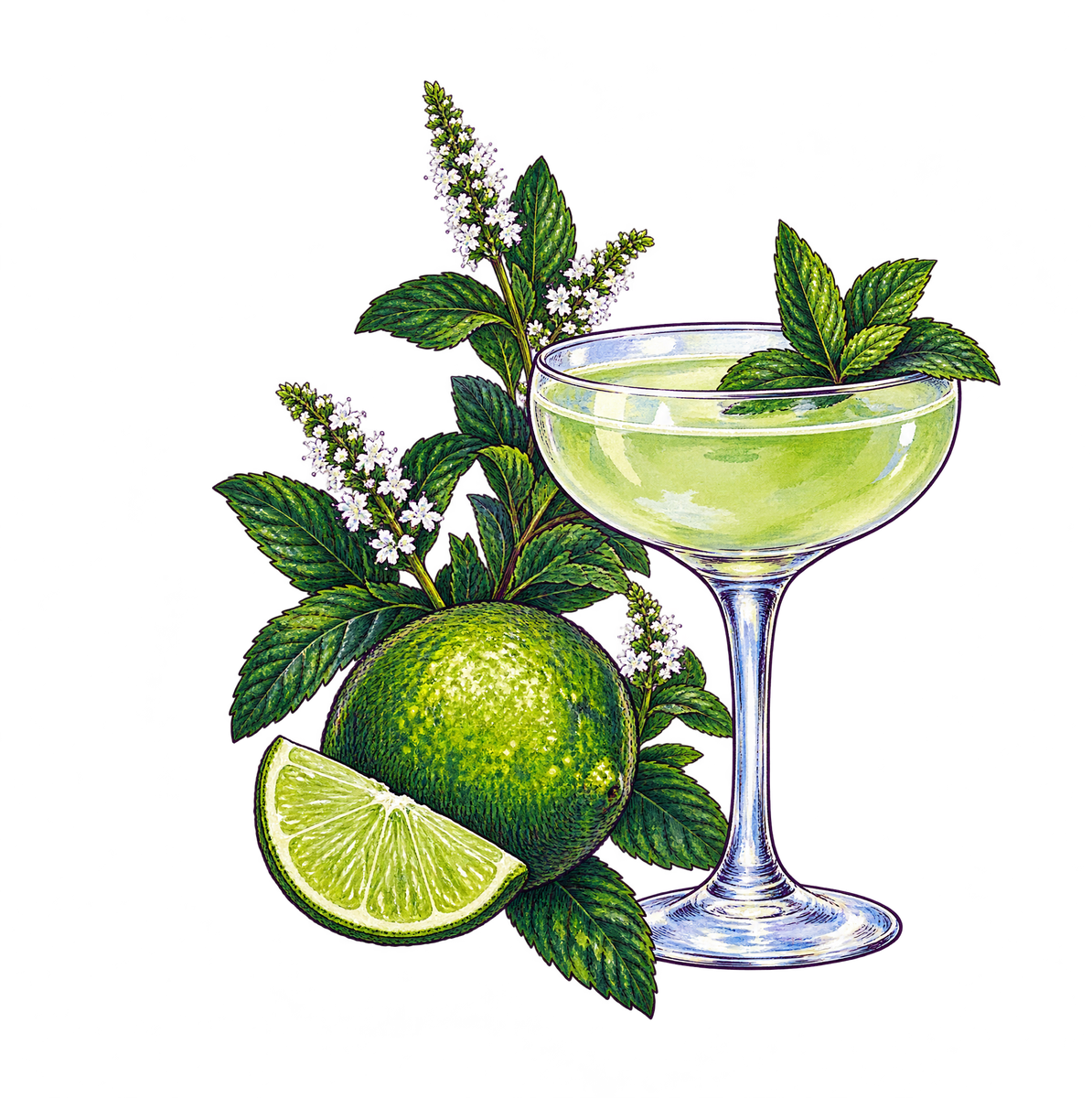 Lime and mint leaning toward a pale green coupe